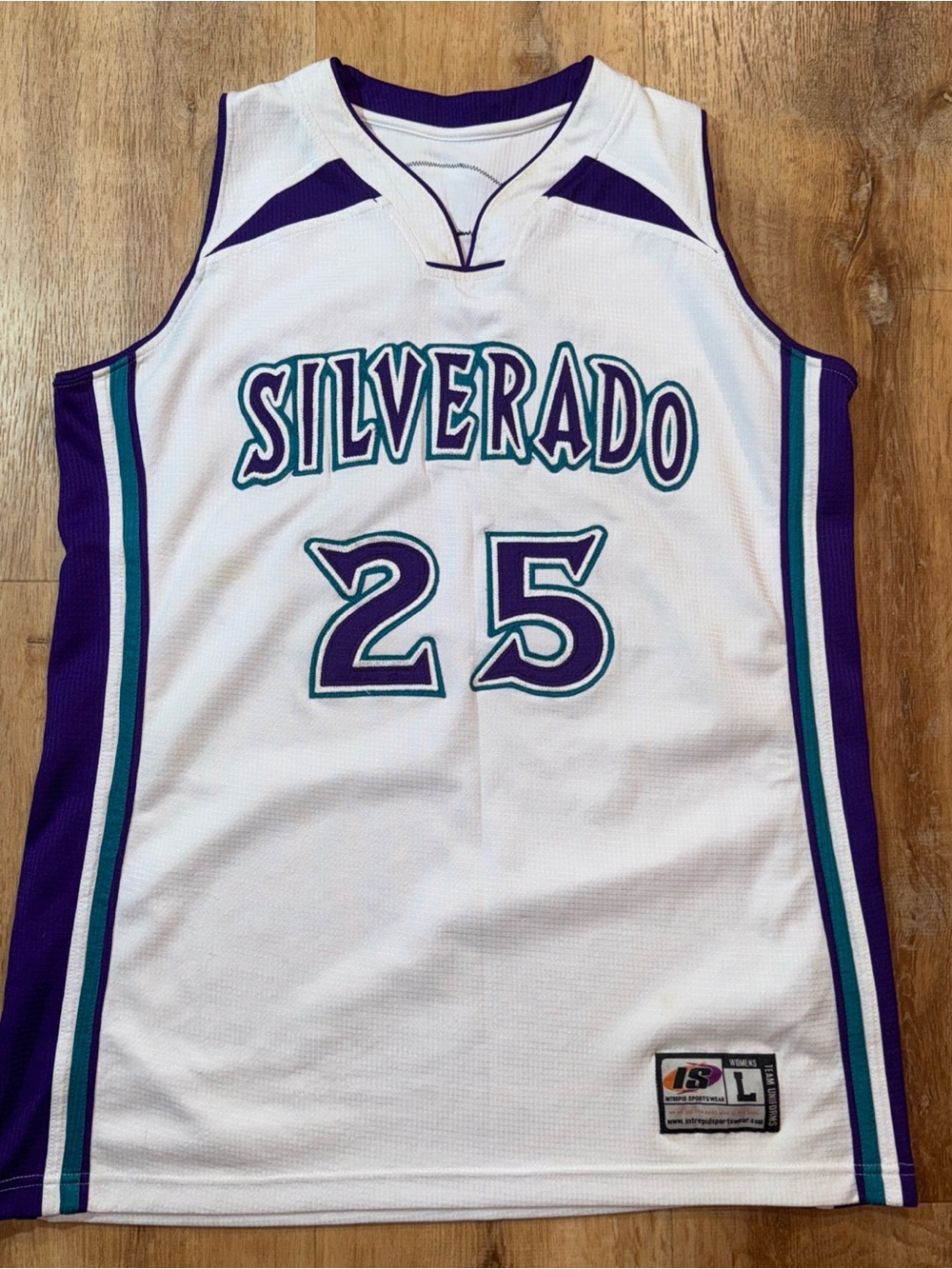 Silverado tank top women jersey size L two tone Purple White mesh basket street
